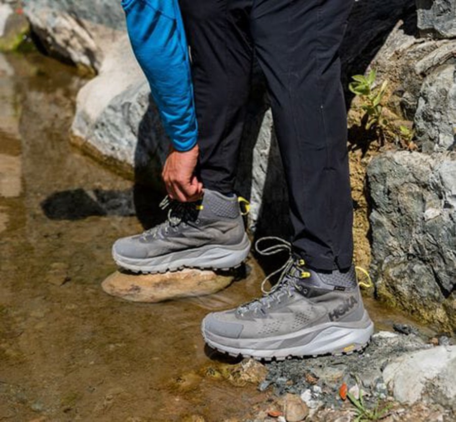 Hoka One One Mens Hiking Boots - Kaha GORE-TEX - Grey - QBPC17809